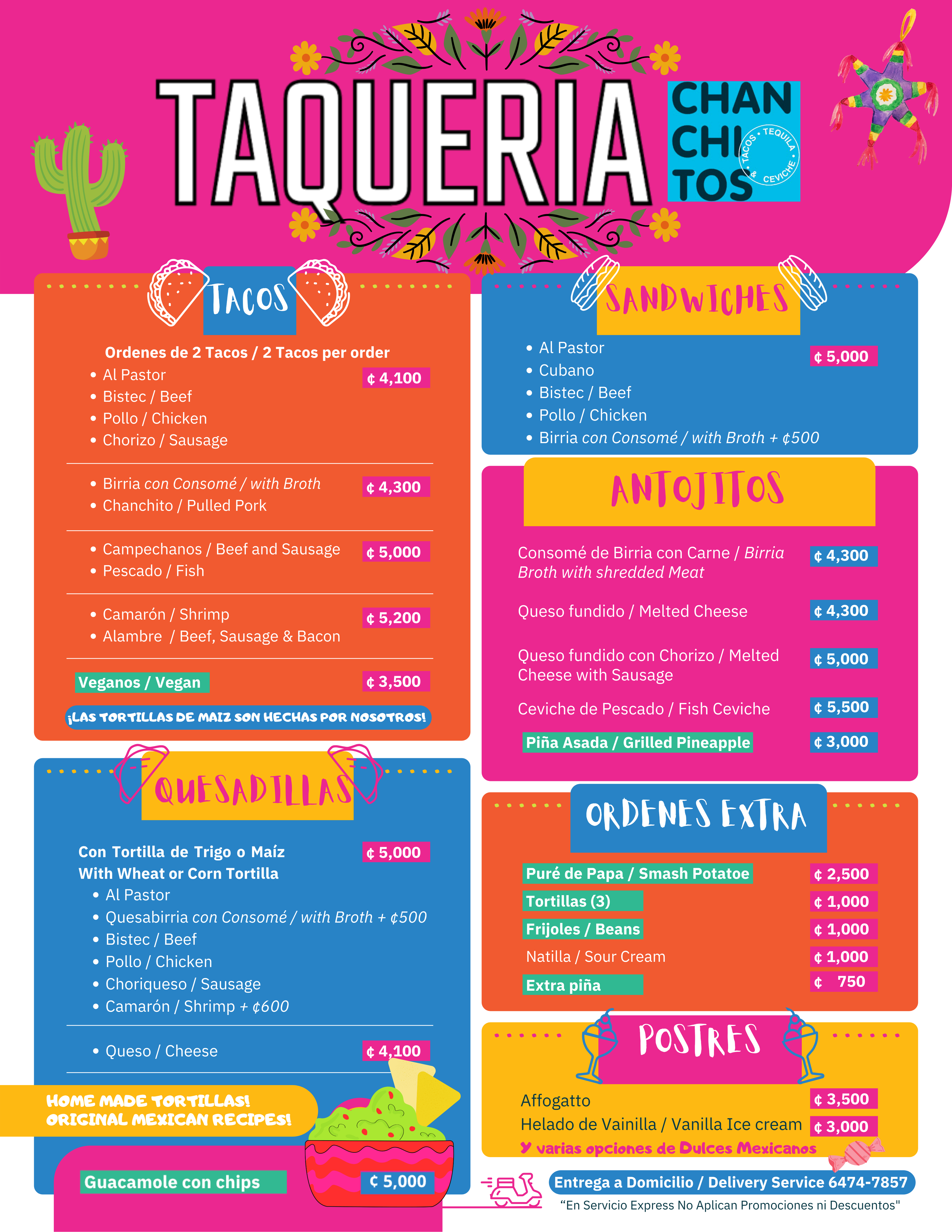 Taqueria Chanchitos Menu